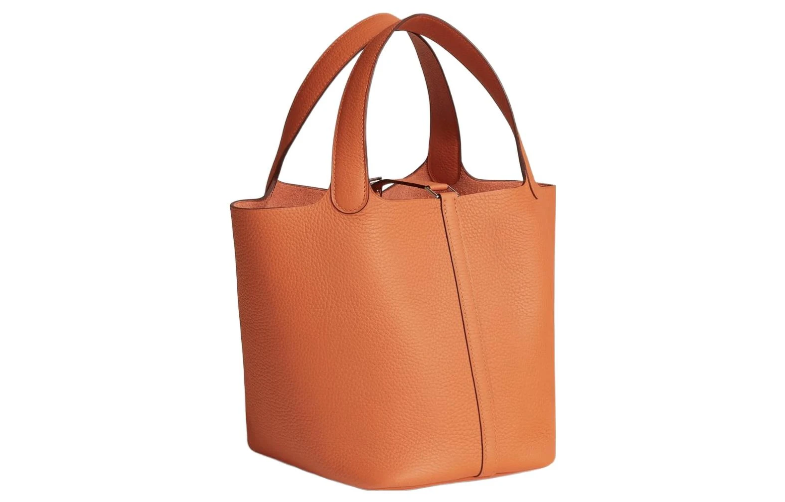 商品[国内直发] Hermes|爱马仕 Picotin Lock系列22银扣 Clemence小牛皮 菜篮子水桶包手提包 女款 93 Orange 橙色,价格¥32012,第4张图片详细描述