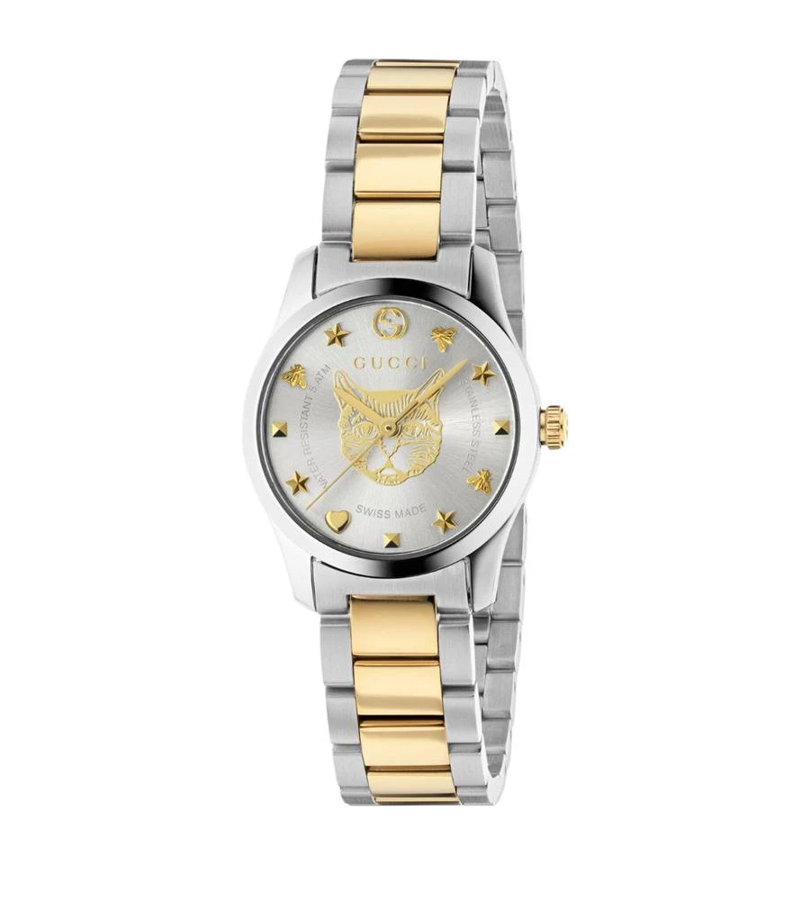 商品Gucci|Gold, Silver and Steel G-Timeless Cat Watch 27mm,价格¥10668,第1张图片