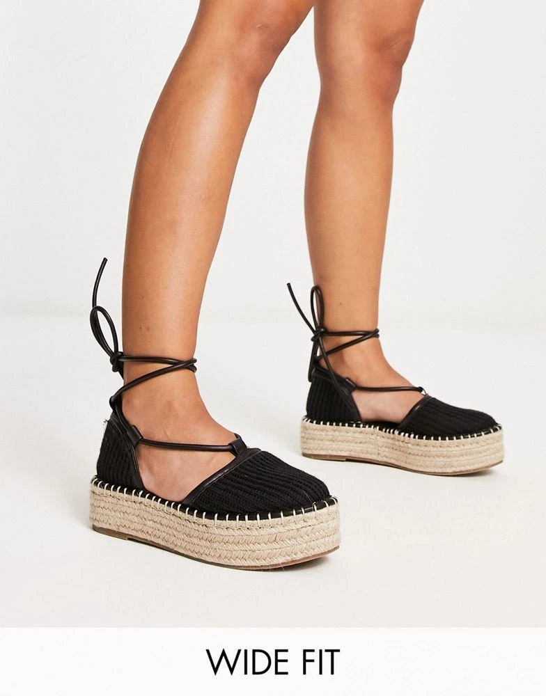 商品ASOS|ASOS DESIGN Wide Fit Juggle platform espadrille in black,价格¥249,第1张图片