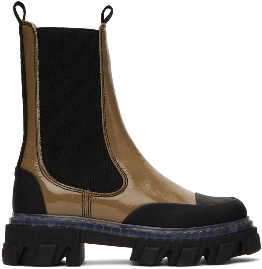 商品Ganni|Taupe Cleated Chelsea Boots,价格¥3653,第1张图片