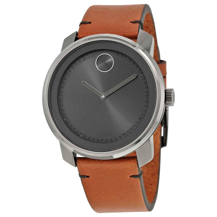 Movado Bold Grey Dial Brown Leather Mens Watch 3600366商品第1张图片规格展示