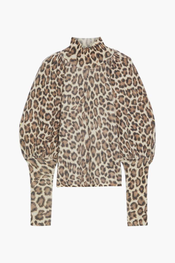 Leopard-print cashmere turtleneck sweater商品第1张图片规格展示