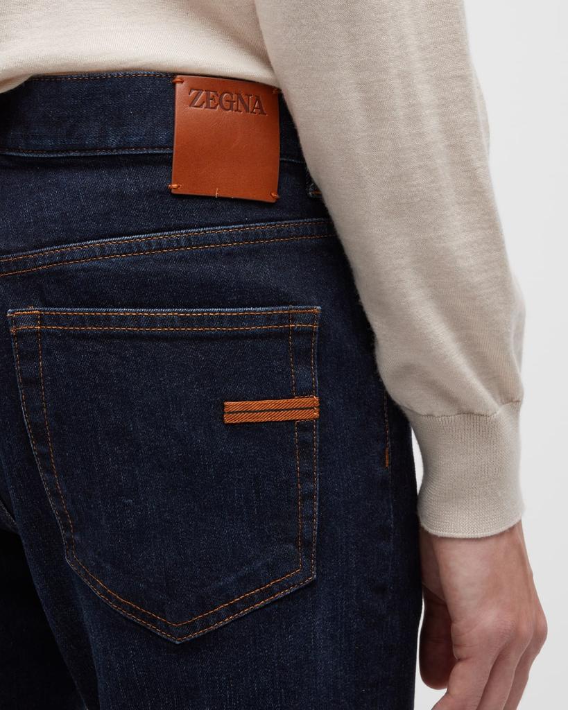 Men's 5-Pocket Dark Wash Denim Jeans商品第7张图片规格展示