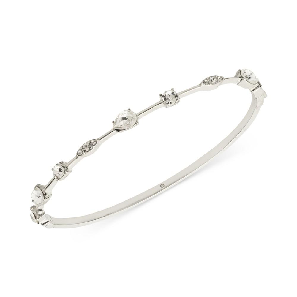 Silver-Tone Crystal Stone Detail Bangle Bracelet商品第1张图片规格展示