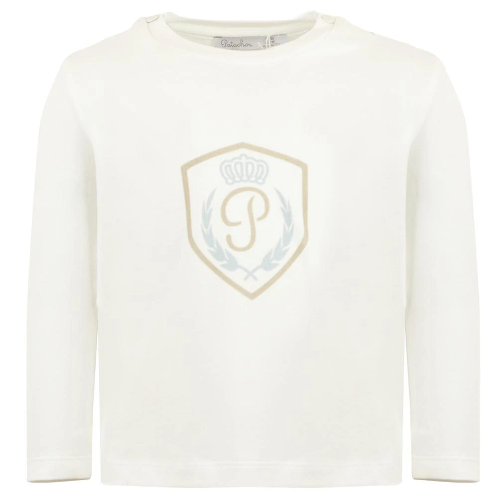 商品Patachou|Ivory Emblem Motif Long Sleeve T Shirt,价格¥123,第1张图片
