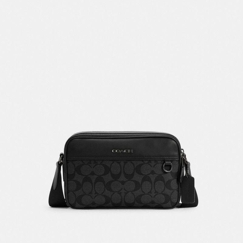 商品Coach|美国直邮COACH 奥莱款小号男士PVC配皮单肩斜挎包,价格¥2489,第1张图片