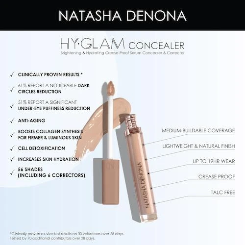 商品Natasha Denona|Hy-Glam Brightening & Hydrating Medium to Full Coverage Crease Proof Serum Concealer,价格¥235,第2张图片详细描述