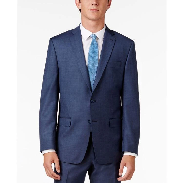 商品Calvin Klein|Men's Solid Blue Extra-Slim Fit Suit,价格¥1465,第3张图片详细描述