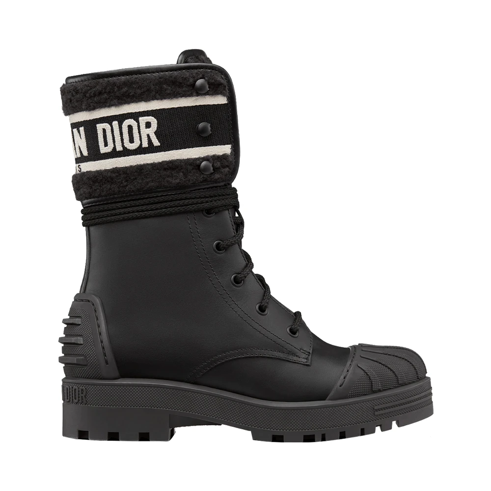 商品[国内直发] Dior|DIOR 女士黑色白字母徽标刺绣饰带小牛皮系带及踝靴 KCI704VES-S20X,价格¥12569,第1张图片