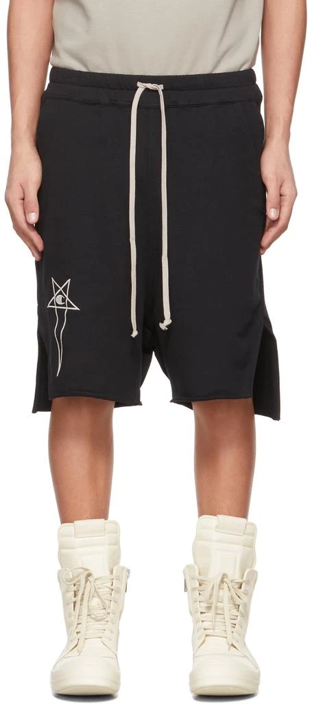 商品Rick Owens|Black Champion Edition French Terry Beveled Pods Shorts,价格¥1006,第1张图片