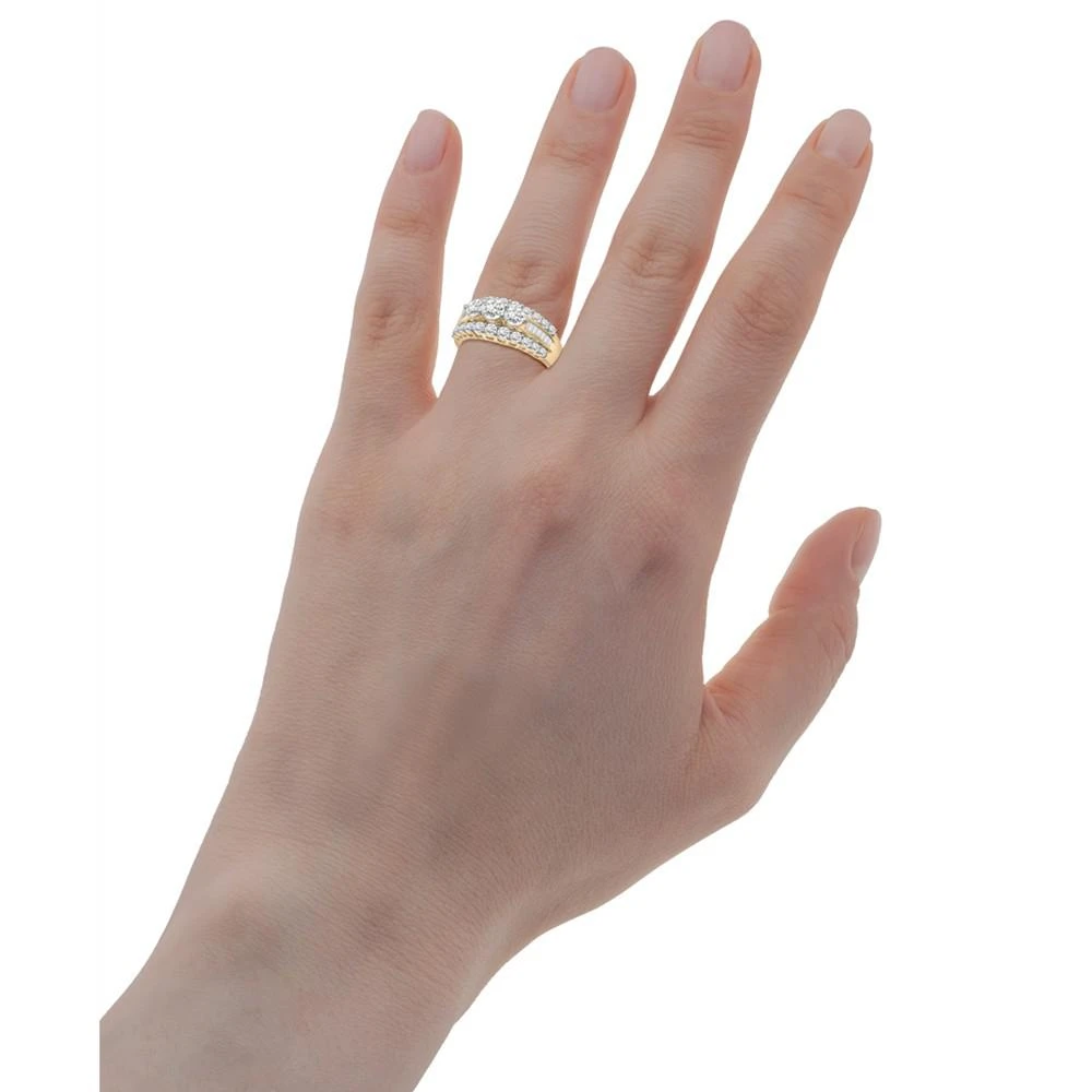 商品Macy's|Diamond Multirow Round & Baguette Statement Ring (1-1/2 ct. t.w.) in 14k Gold,价格¥43353,第2张图片详细描述