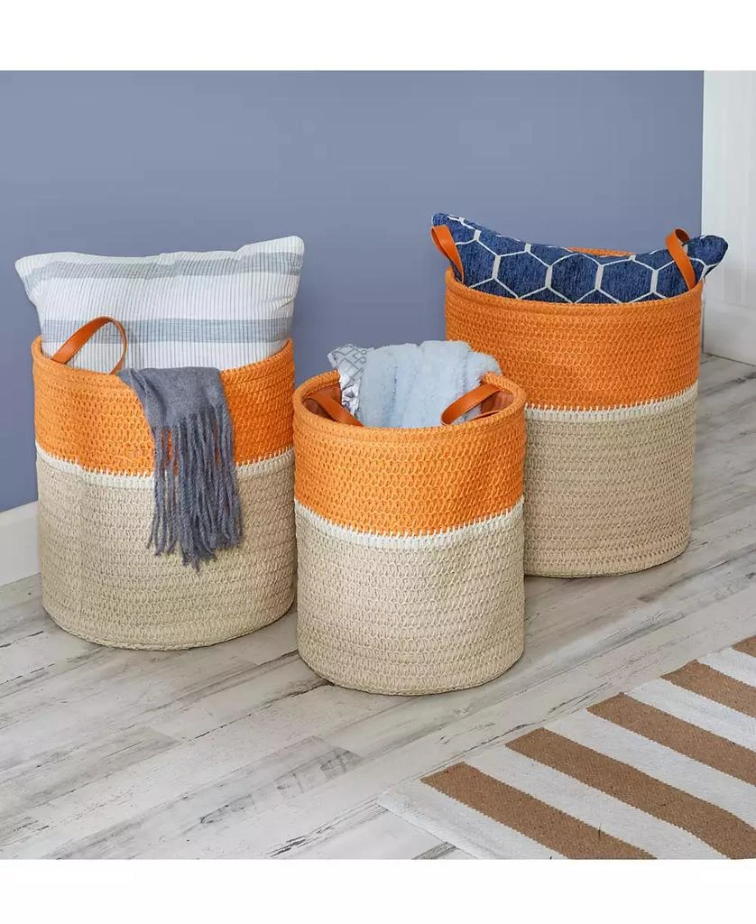 商品Honey Can Do|Paper Straw Nesting Baskets with Handles, Set of 3,价格¥541,第1张图片