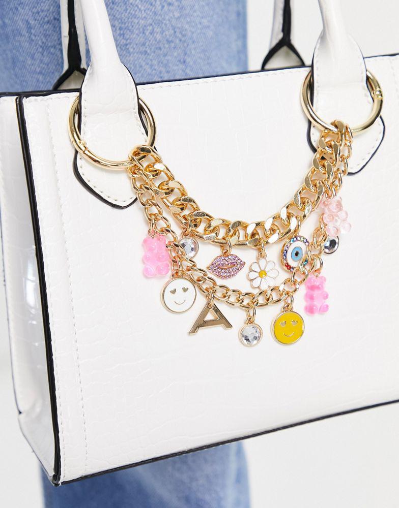 商品ALDO|ALDO Galpal grab bag with cross body strap and charms in white,价格¥238,第5张图片详细描述