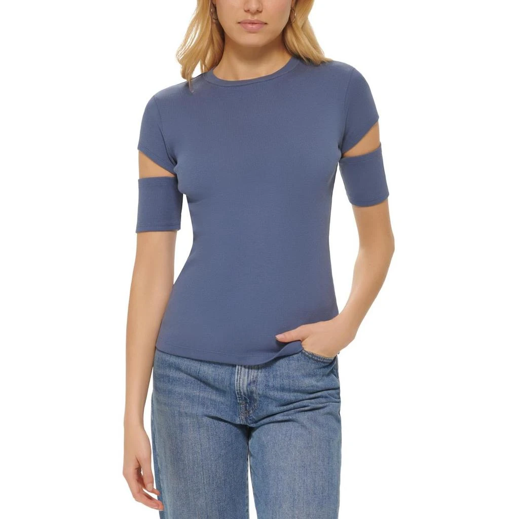 商品DKNY|DKNY Jeans Womens Cut-Out Crewneck T-Shirt,价格¥62,第1张图片详细描述