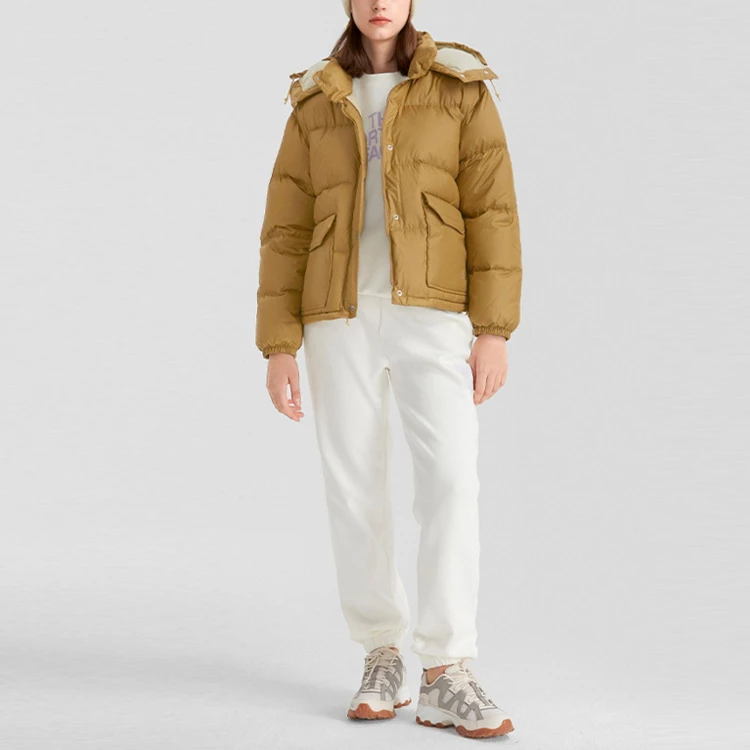 商品[国内直发] The North Face|北面 品牌Logo印花户外运动休闲连帽面包羽绒服 女款 卡其色,价格¥1963,第7张图片详细描述