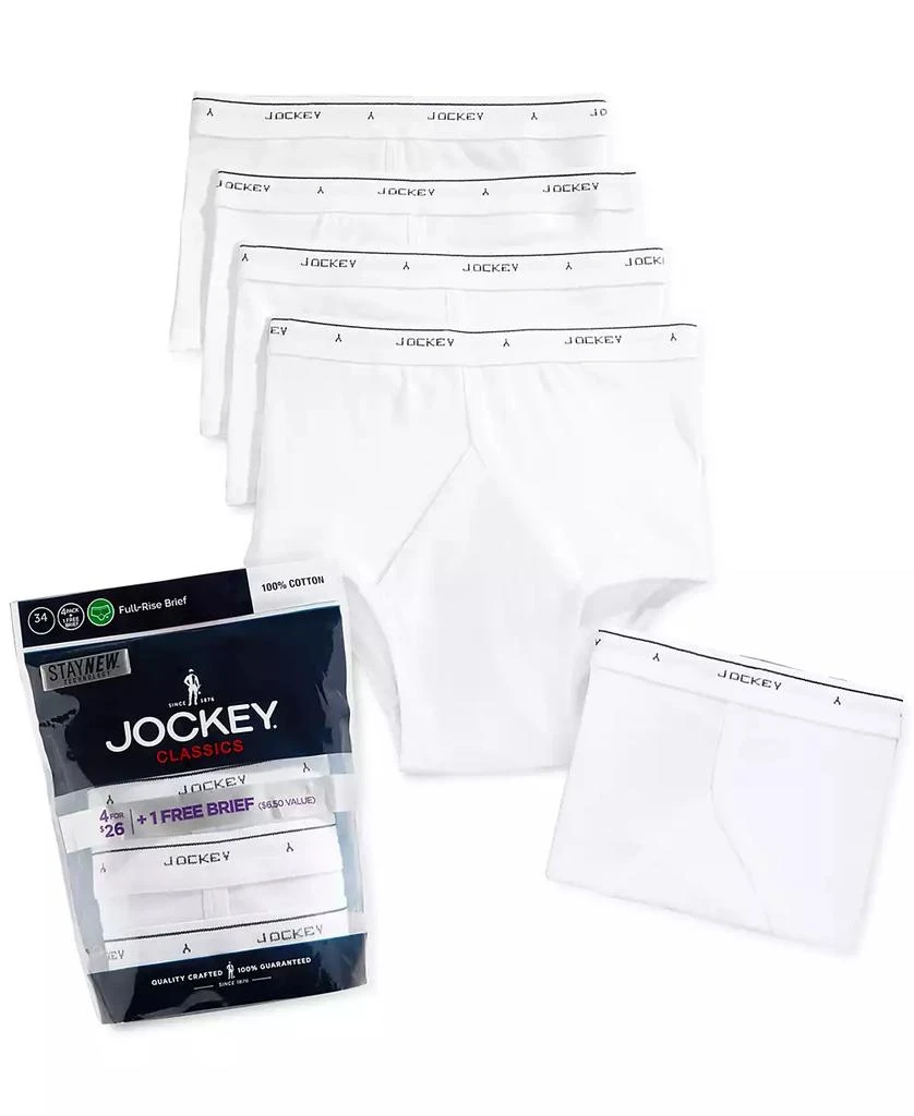 商品Jockey|Men's 4-Pack Cotton Full Rise Briefs +1 Bonus Pair,价格¥146,第1张图片