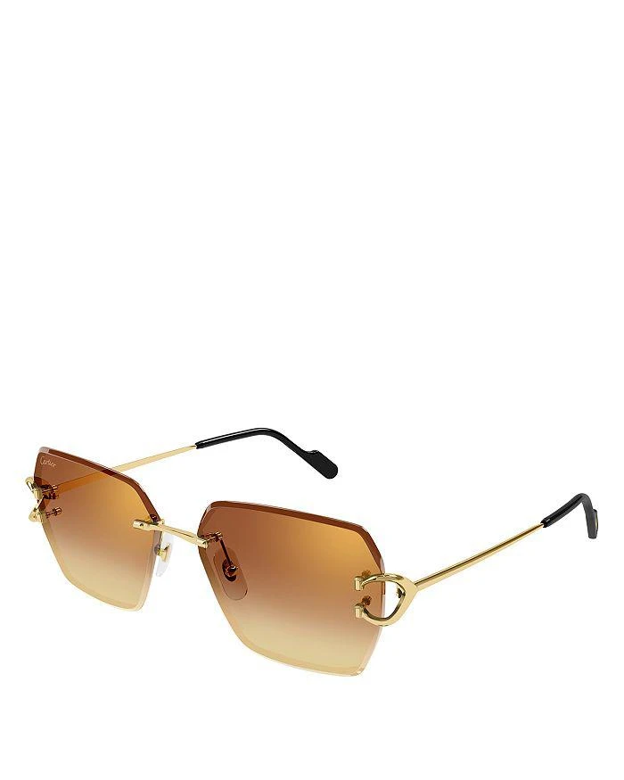 商品Cartier|Decor 24 Carat Gold Plated Rimless Butterfly Sunglasses, 58mm,价格¥9316,第1张图片