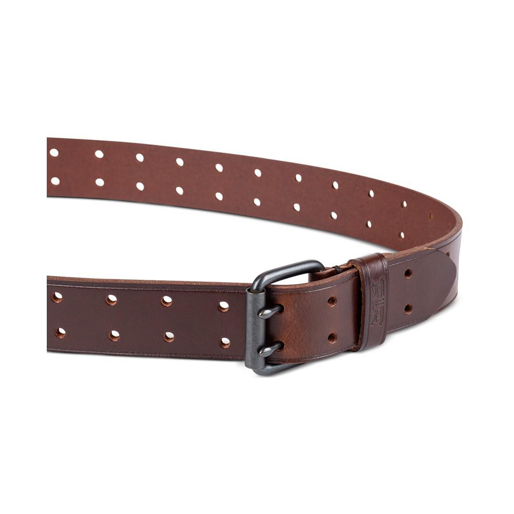 Men's Leather Perforated Double Prong Workwear Belt商品第3张图片规格展示