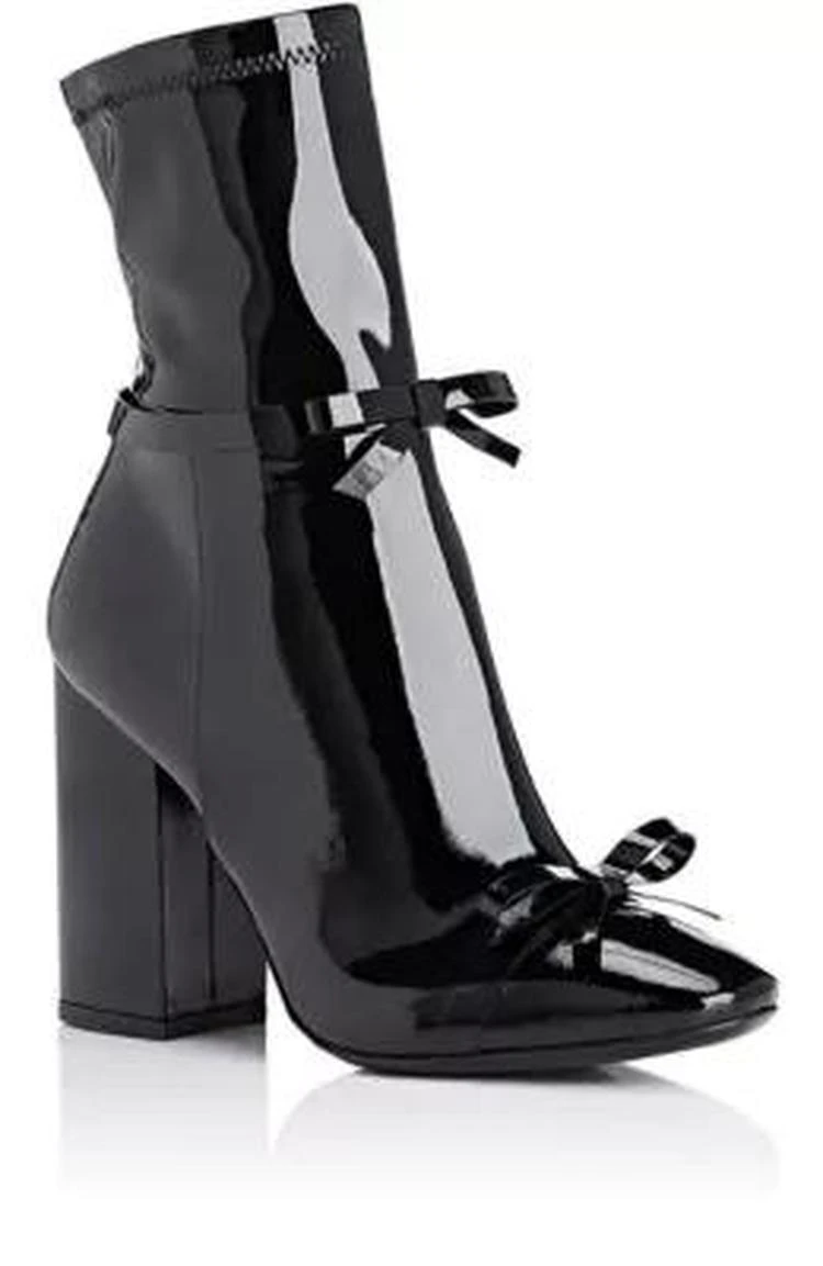 商品PHILOSOPHY di LORENZO SERAFINI|Bow-Embellished Patent Leather Ankle Boots,价格¥3938,第2张图片详细描述