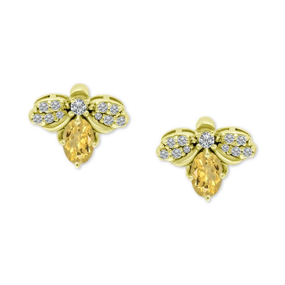 Cubic Zirconia Bee Stud Earrings in 18k Gold-Plated Sterling Silver, Created for Macy's商品第1张图片规格展示
