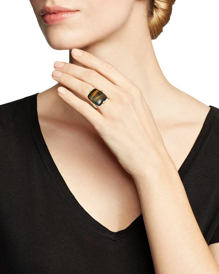 商品Bloomingdale's|Blue Tiger Eye Statement Ring in 14K Yellow Gold,价格¥9750,第2张图片详细描述