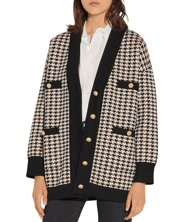 商品Sandro|Dane Oversized Houndstooth Cardigan,价格¥2746,第3张图片详细描述