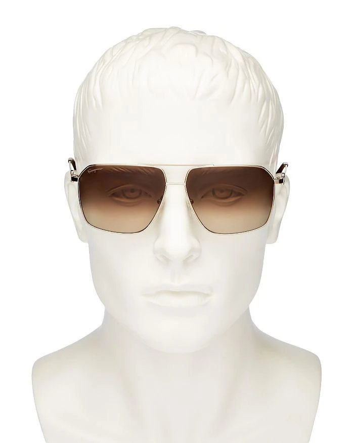 商品Salvatore Ferragamo|Salvatore  Brow Bar Aviator Sunglasses, 62mm,价格¥2478,第2张图片详细描述