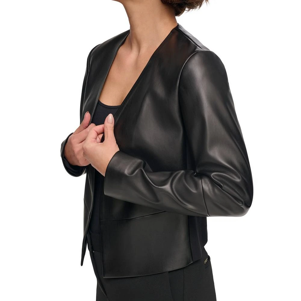 商品DKNY|Women's Open-Front Faux-Leather Jacket,价格¥312,第4张图片详细描述