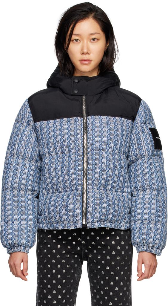 Blue Colorblock Puffer Jacket商品第1张图片规格展示