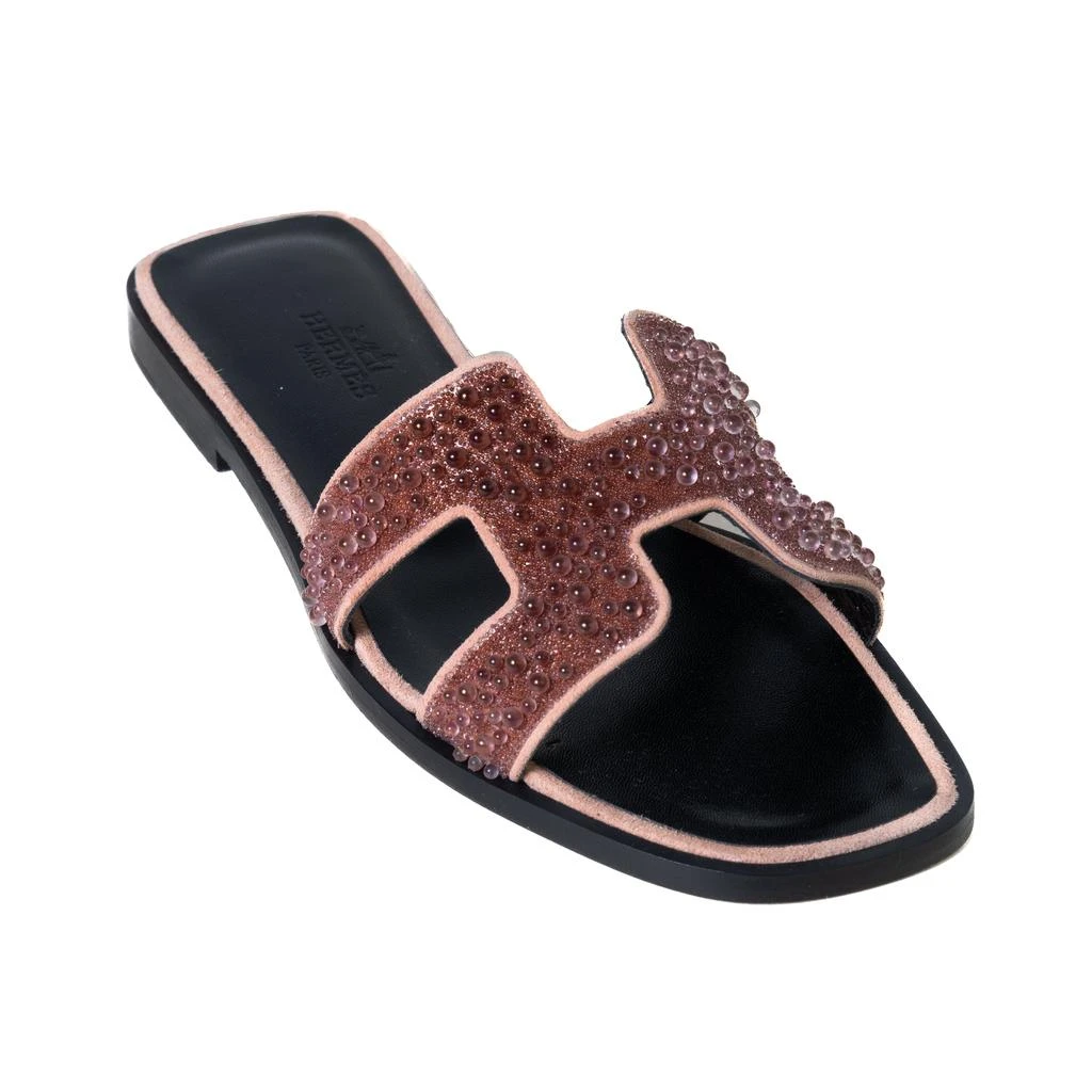 商品Hermes|Hermes Oran Glitter Mules Oran Sandals Brown,价格¥10312,第1张图片