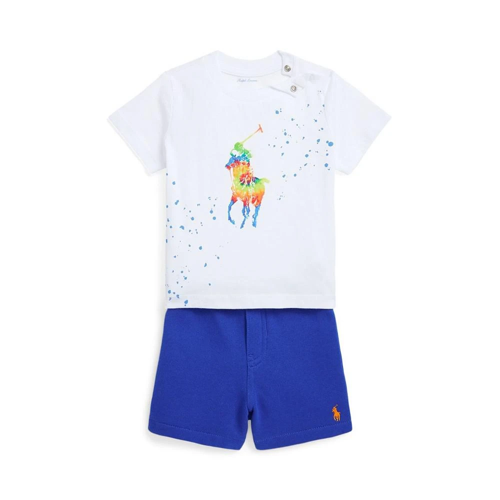 商品Ralph Lauren|Baby Boys Big Pony Jersey T-shirt and Fleece Shorts, 2 Piece Set,价格¥345,第1张图片