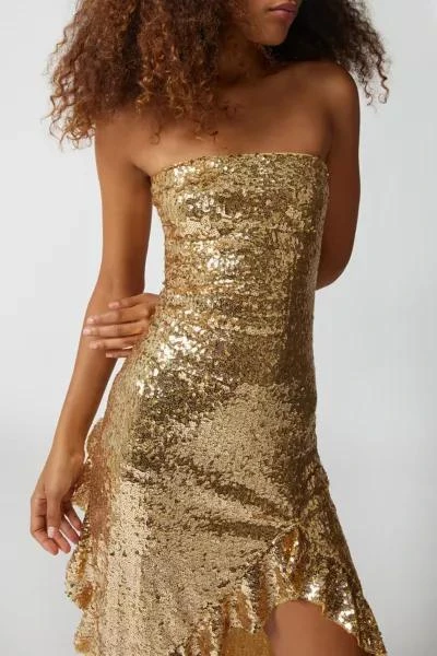 商品Urban Outfitters|UO Stella Sequin Strapless Midi Dress,价格¥76,第2张图片详细描述