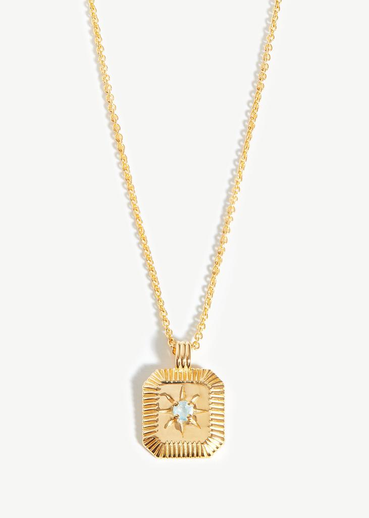 March Birthstone 18kt gold-plated necklace商品第1张图片规格展示