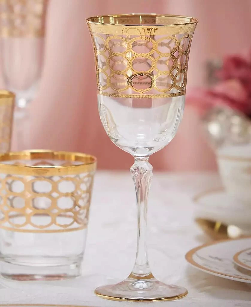 商品Lorren Home Trends|4 Piece Infinity Gold Ring White Wine Goblet Set,价格¥498,第4张图片详细描述