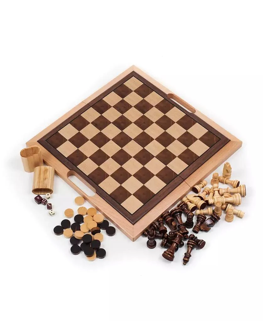 商品Trademark Global|Trademark Games Deluxe Wooden 3-In-1 Chess, Backgammon Checker Set,价格¥540,第1张图片