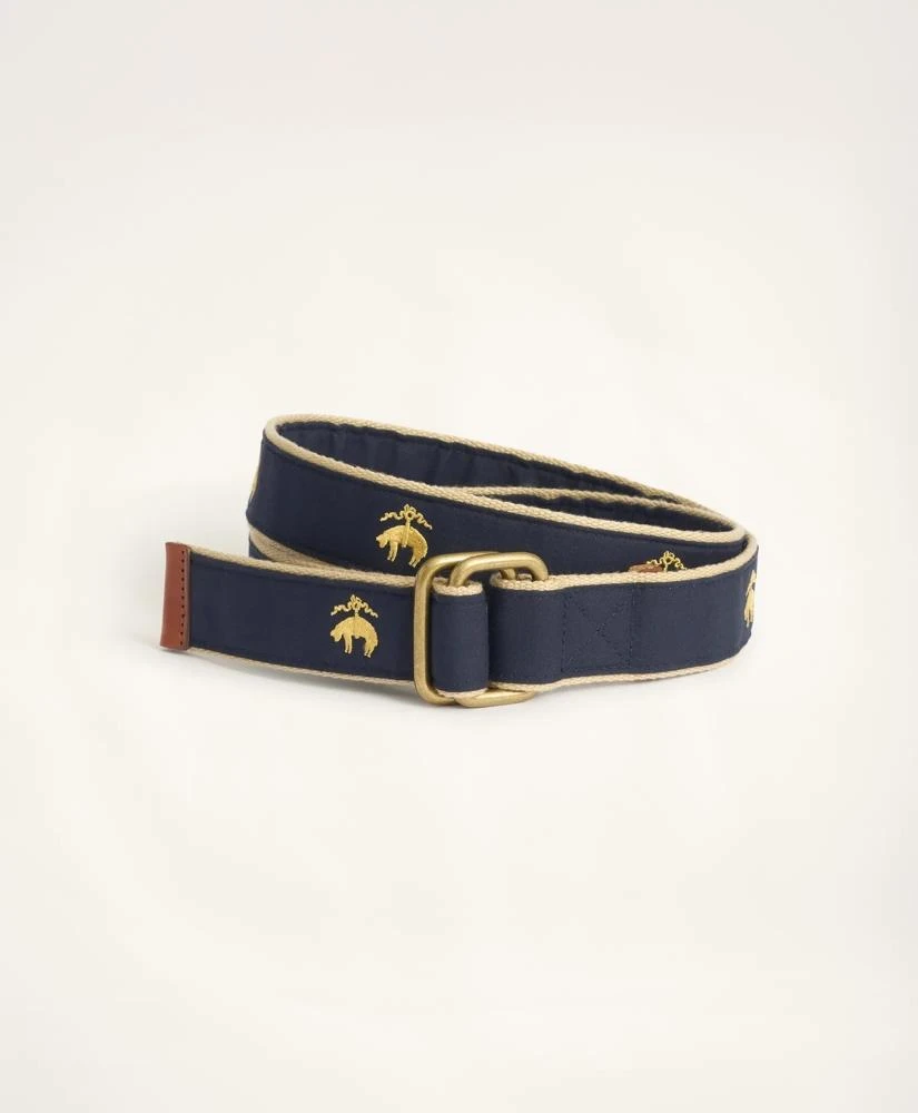 商品Brooks Brothers|Embroidered Leather Tab D-Ring Belt,价格¥560,第1张图片