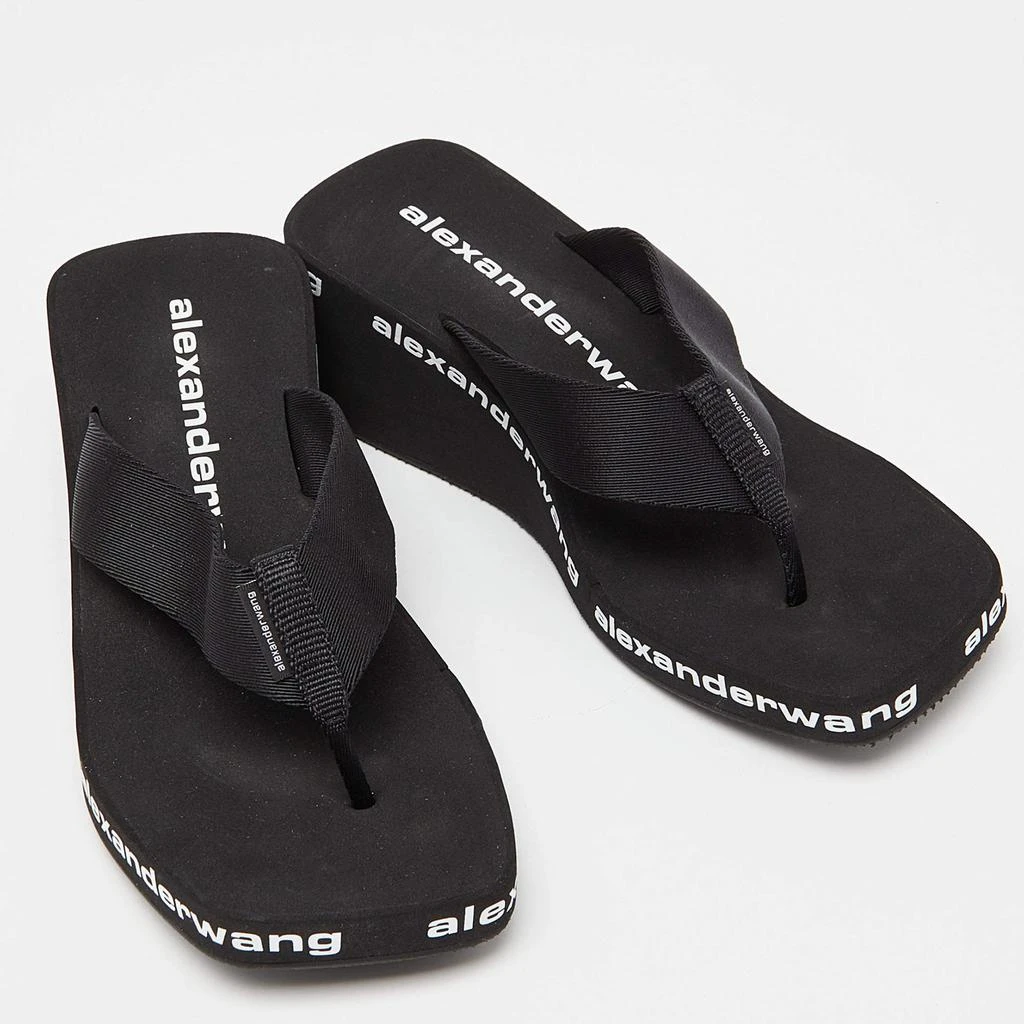 商品[二手商品] Alexander Wang|Alexander Wang Black Rubber Logo Flip Flops Size 37,价格¥1756,第4张图片详细描述