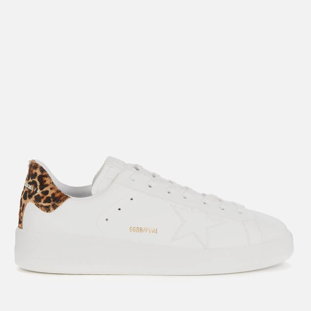 商品Golden Goose|Golden Goose Men's Pure Star Leather Trainers - White/Brown Leopard,价格¥1956,第1张图片