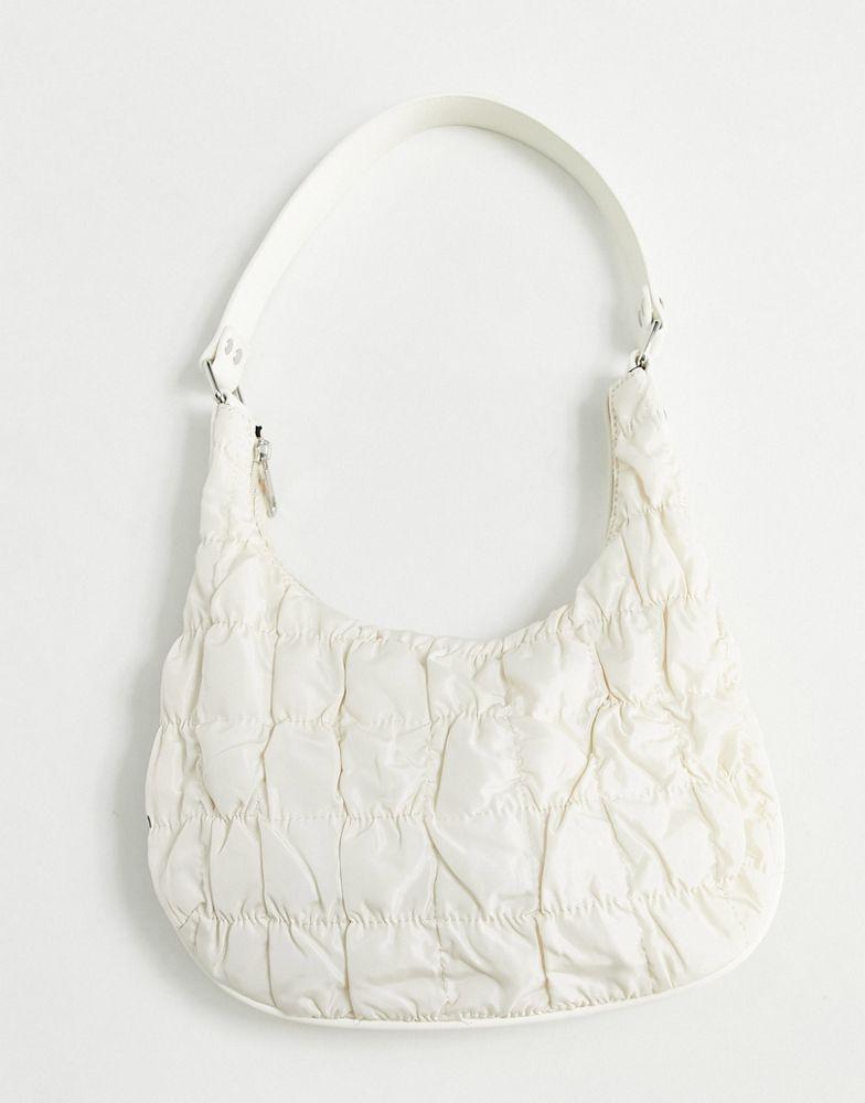 商品ASOS|ASOS DESIGN slouchy shoulder bag in off white ruched nylon,价格¥186,第6张图片详细描述