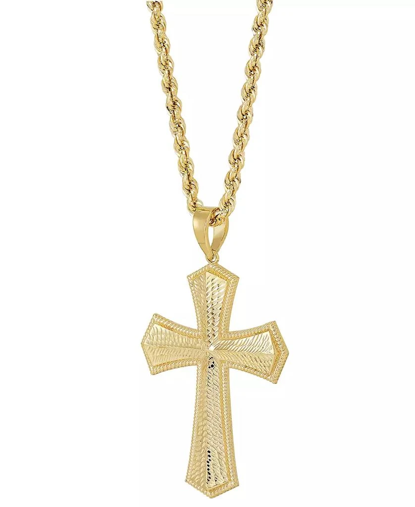 商品Macy's|Men's Textured Cross 22" Pendant Necklace in 10k Gold,价格¥8461,第3张图片详细描述