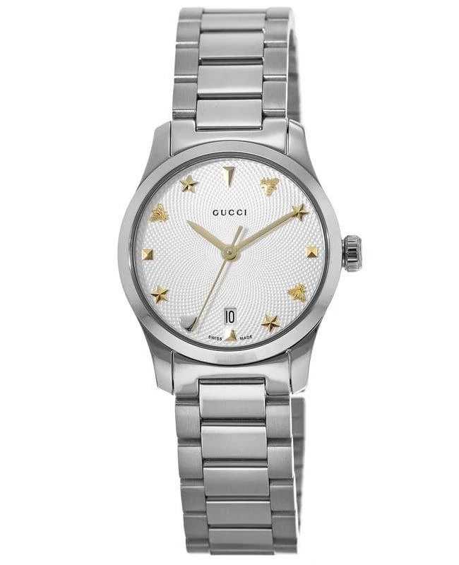商品Gucci|Gucci G-Timeless Silver Dial 27mm Steel Women's Watch YA126572A,价格¥7247,第1张图片