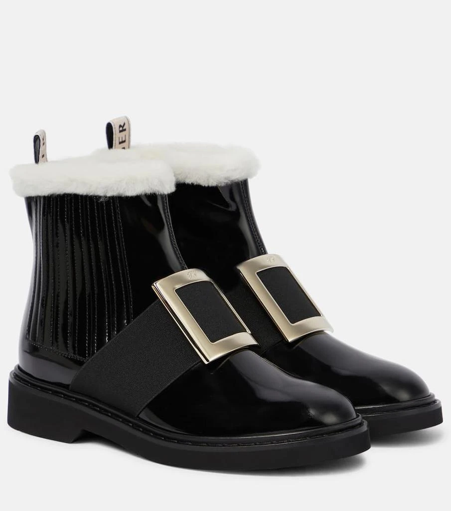 商品Roger Vivier|Viv' Rangers shearling-lined leather ankle boots,价格¥11564,第1张图片