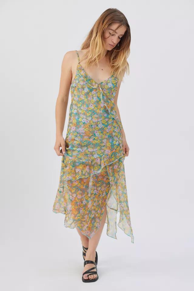 UO Shreen Asymmetrical Floral Midi Dress商品第4张图片规格展示