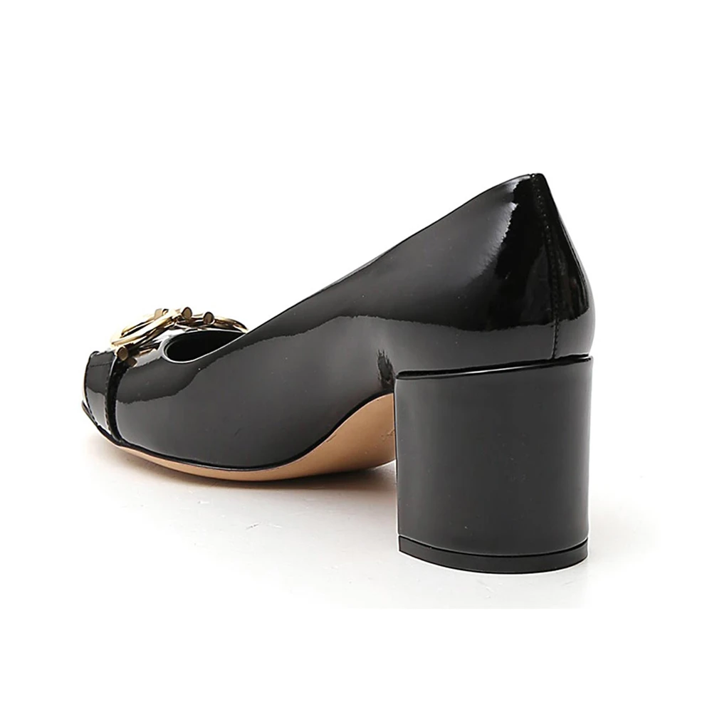 SALVATORE FERRAGAMO 菲拉格慕 女士黑色小牛皮中跟鞋 01-N765-693658 商品
