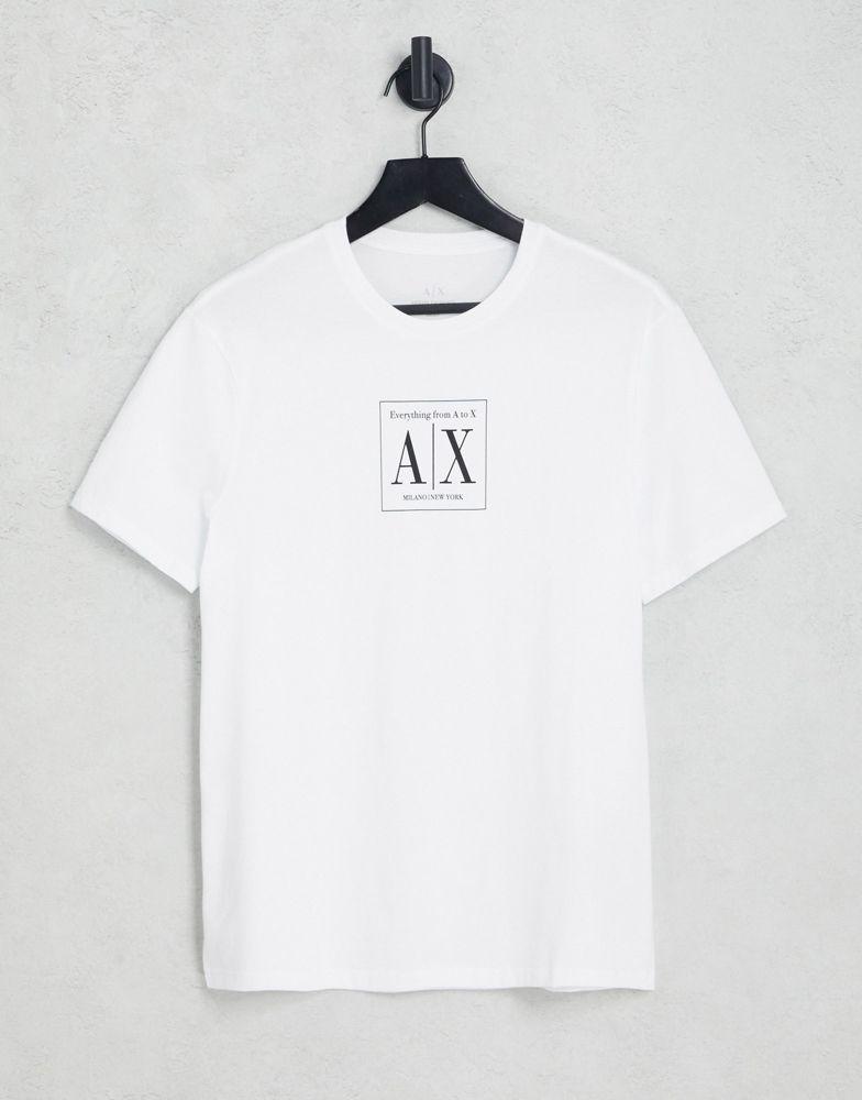 Armani Exchange block AX print t-shirt in white商品第1张图片规格展示