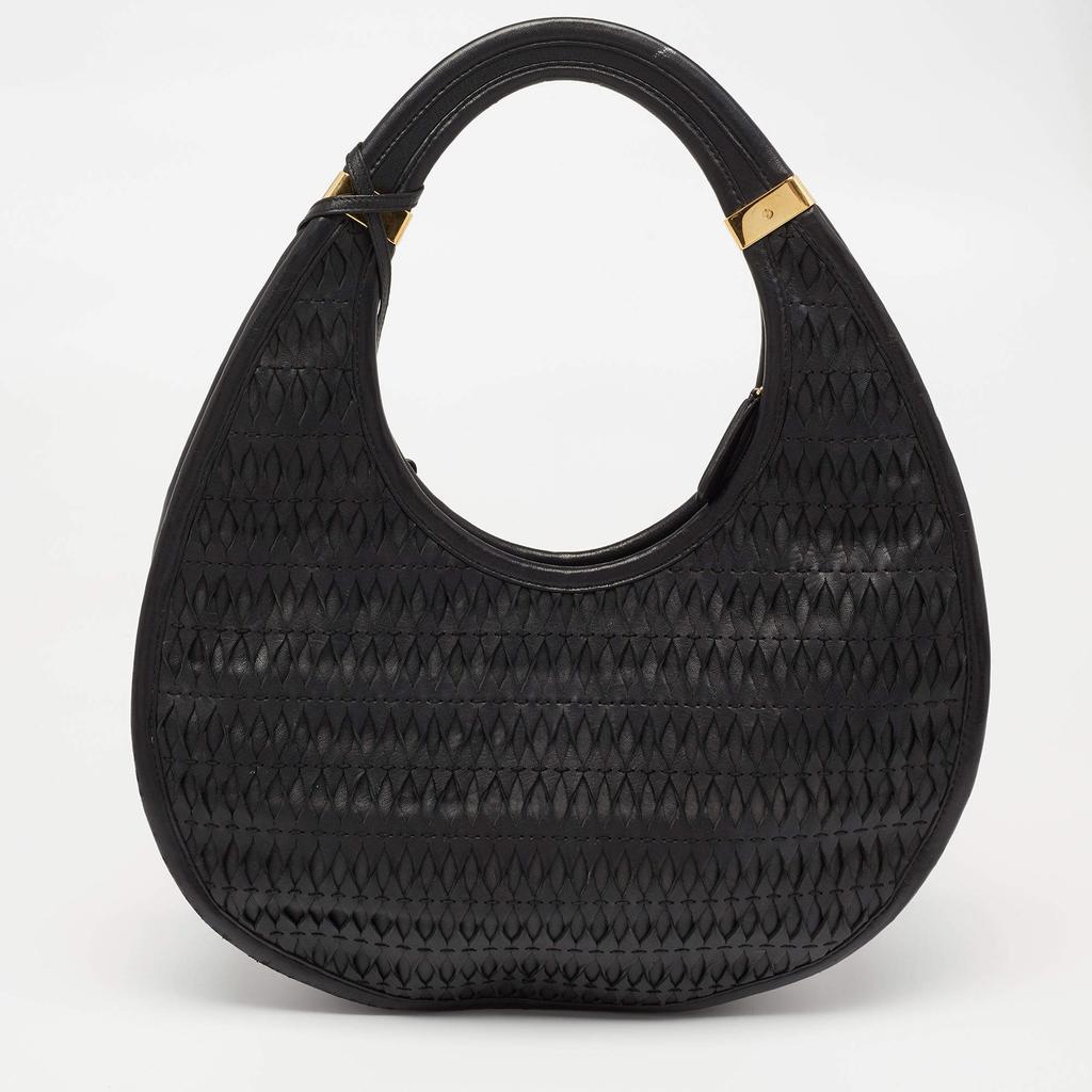 商品[二手商品] Dior|Dior Black Leather Contrast Twist Hobo,价格¥8596,第6张图片详细描述