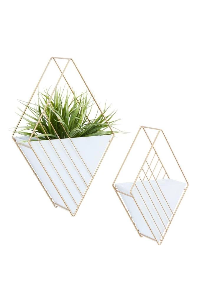 商品COSMO BY COSMOPOLITAN|White Metal Indoor Outdoor Hanging Geometric Wall Planter - Set of 2,价格¥377,第1张图片