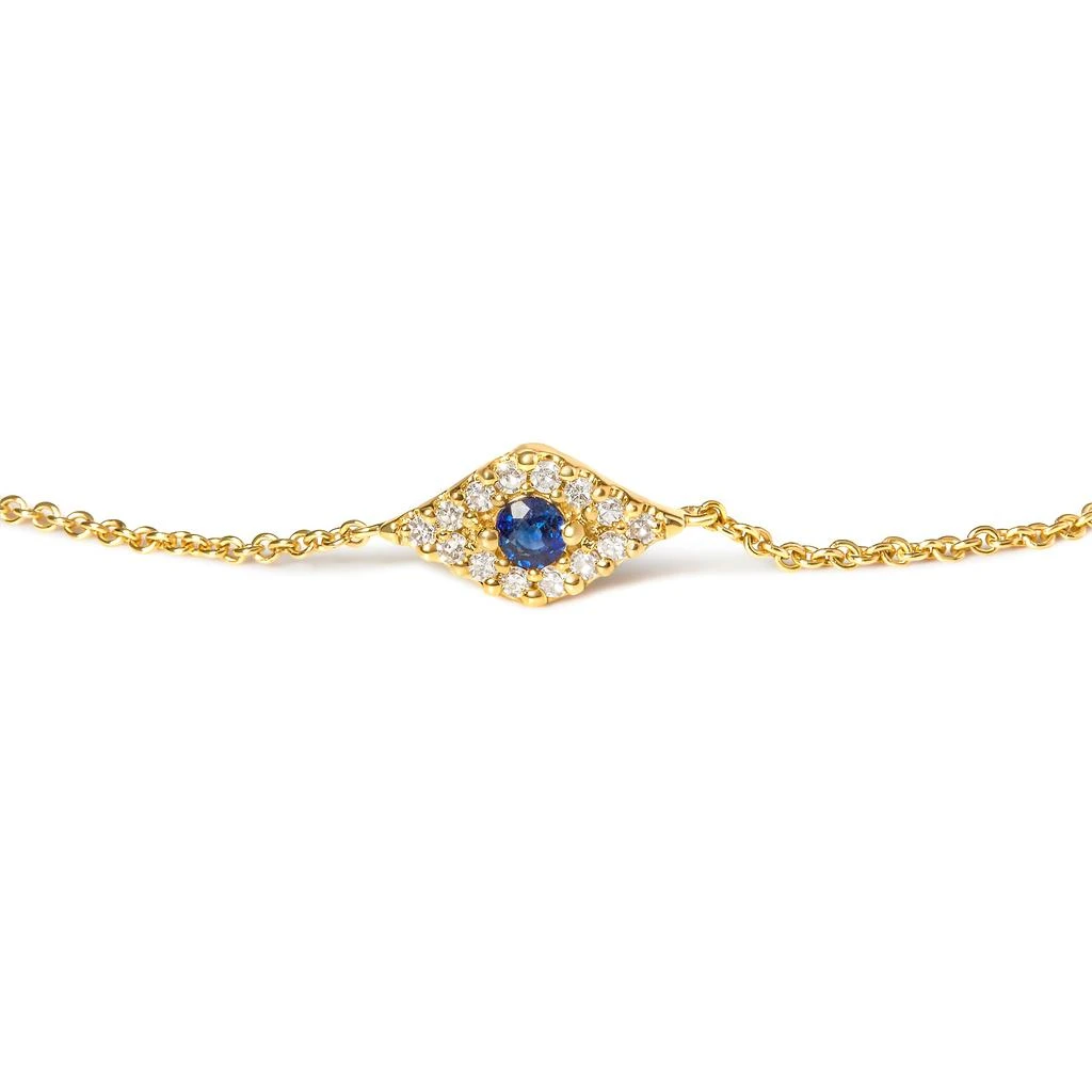 商品Haus of Brilliance|10K Yellow Gold Blue Sapphire and Diamond Accent Evil Eye Station Link Bracelet,价格¥7580,第2张图片详细描述