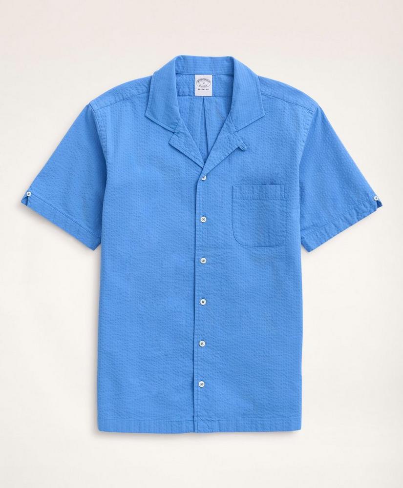 Regent Regular-Fit Sport Shirt, Camp Collar Short-Sleeve Seersucker商品第5张图片规格展示