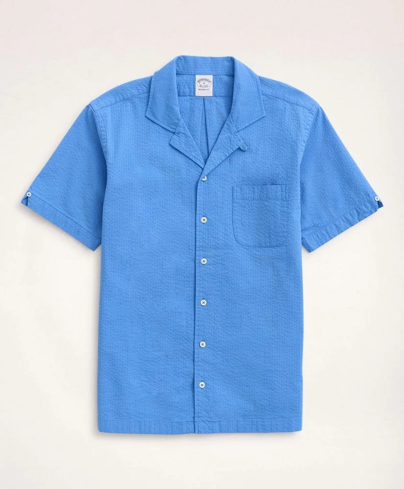 商品Brooks Brothers|Regent Regular-Fit Sport Shirt, Camp Collar Short-Sleeve Seersucker,价格¥408,第5张图片详细描述